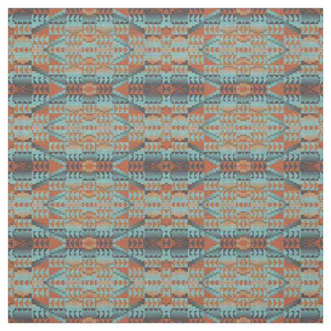 Tecido Cor-de-rosa Laranja Azul Aztec Padrão Mosaico (Modelo)