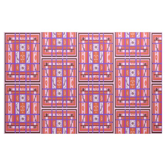 Tecido cor-de-rosa xadrez com curva de potência (Jarda)