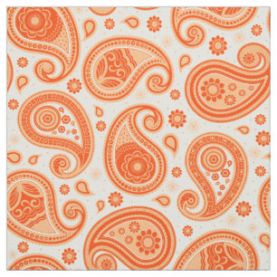 Tecido Cor laranja do padrão de Paisley