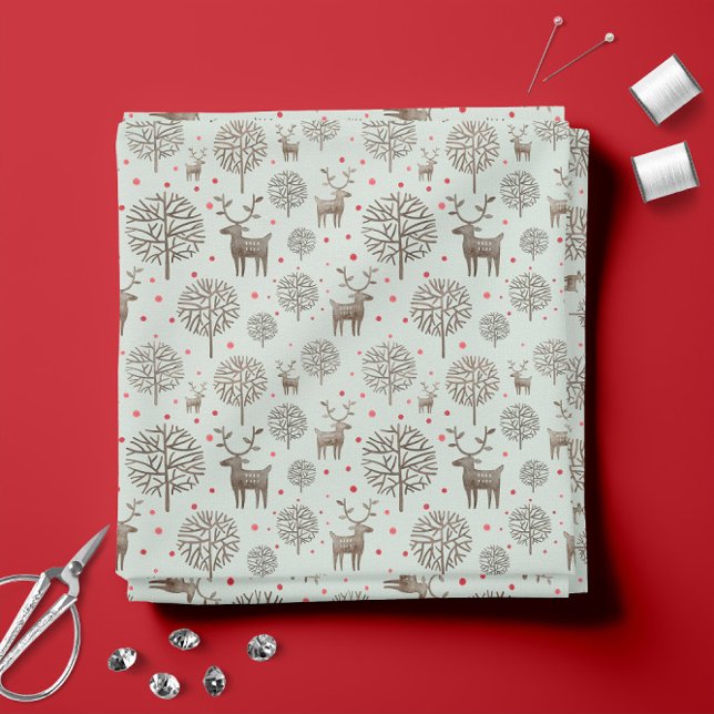 Tecido Cor Verde-branca-branca-branca-verde Pastel Sea Re (Cute Reindeer Pastel Sea Green White Custom Color Fabric -- 7 Fabrice Different Fabric Types)