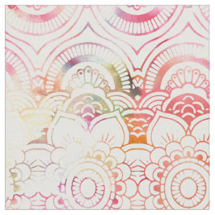 Tecido Cora a mandala floral moderna da aguarela coral