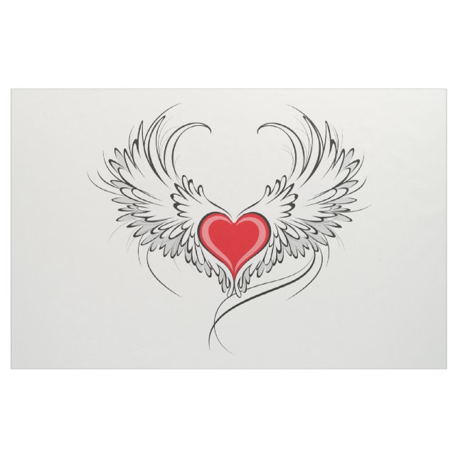 Tecido Coração Anjo Vermelho com asas (Jarda)