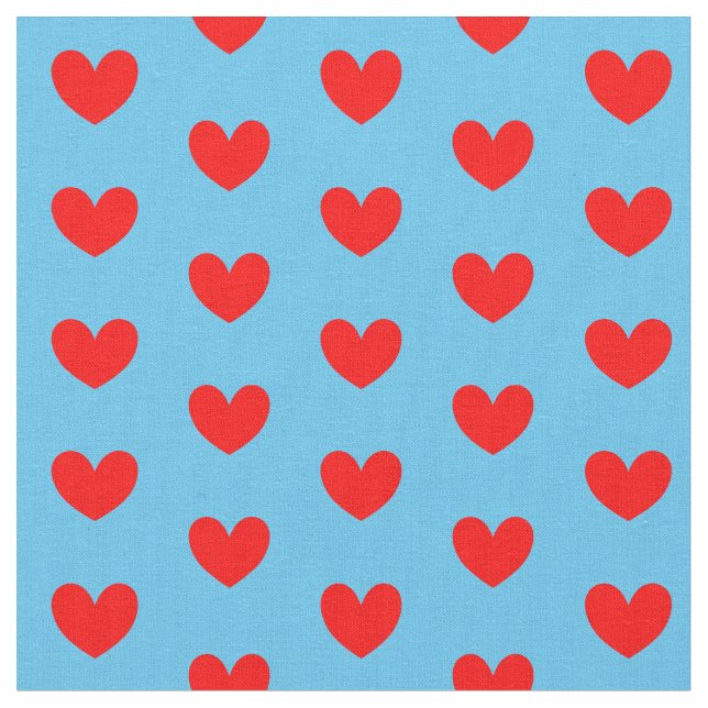 Tecido Coração de Amor Azul Vermelho Padrão (Detalhe)