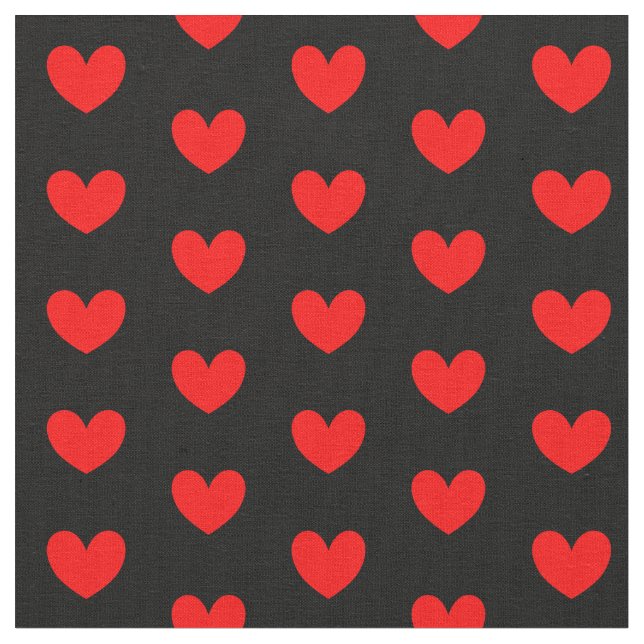 Tecido Coração de Amor Negro Vermelho Padrão (Detalhe)