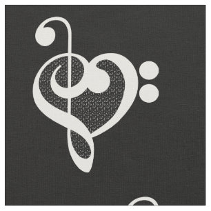 Tecido Coração de Música - Eu Amo Música