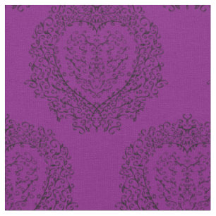 Tecido Coração Preto Roxo Gótico