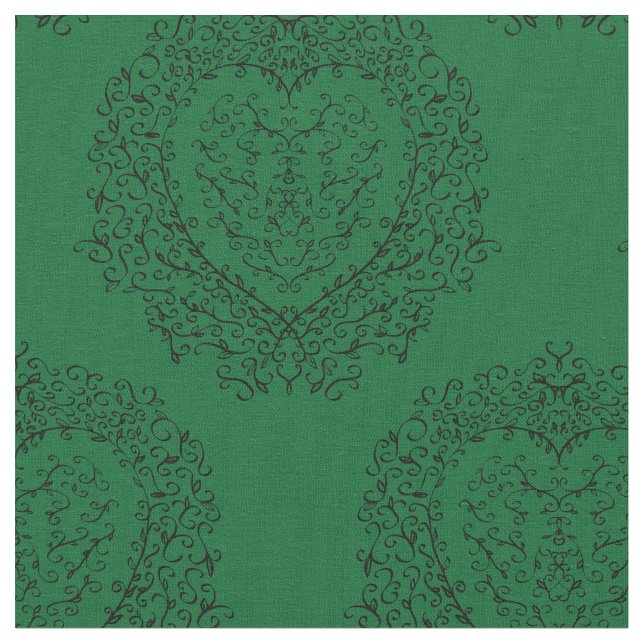 Tecido Coração Preto Verde Gótico Escuro (Detalhe)