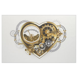 Tecido Coração Steampunk com Manômetro