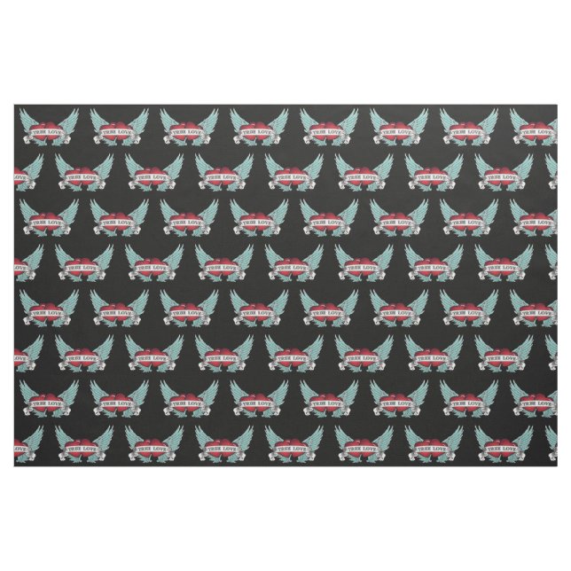 Tecido Coração voado Rockabilly do amor verdadeiro (Fat Quarter)