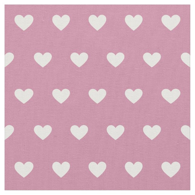 Tecido Corações Brancos Bonitos Padrões Dusty Rosa (Detalhe)