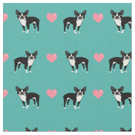 Tecido Corações cor-de-rosa de Boston Terrier