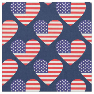 Tecido Corações da Bandeira Americana Patriótica 4 de Jul