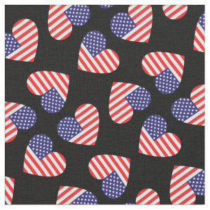 Tecido Corações da Bandeira Americana Patriótica 4 de Jul