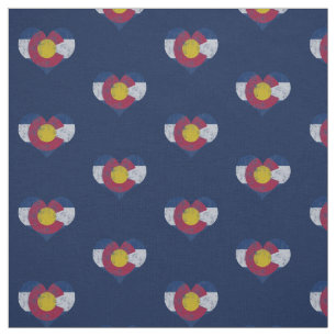 Tecido Corações da bandeira de Colorado do vintage
