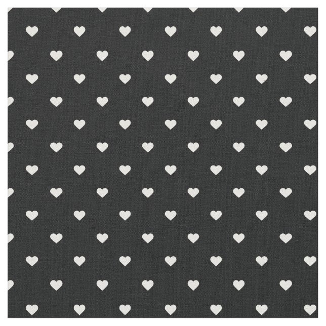 Tecido Corações de Bolinhas Preta e Branca (Detalhe)