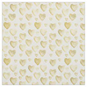 Tecido Corações Dourados da aguarela