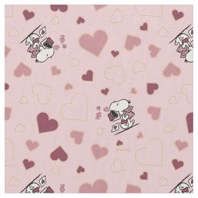 Tecido Corações e Cartas de Amor do Snoopy (Detalhe)