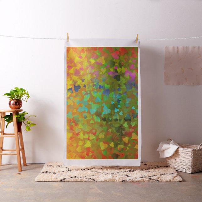 Tecido Corações em queda laranja (In Situ)