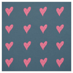 Tecido Corações Rosa Pontos Brancos Desenho de Padrão