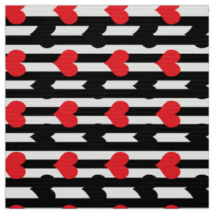 Tecido Corações Vermelho E Preto Em Stripes