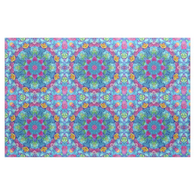 Tecido Corações violetas & caleidoscópio azul do Fractal (Fat Quarter)