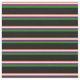 Tecido Coral, Bisque, Roxo, Verde e Preto