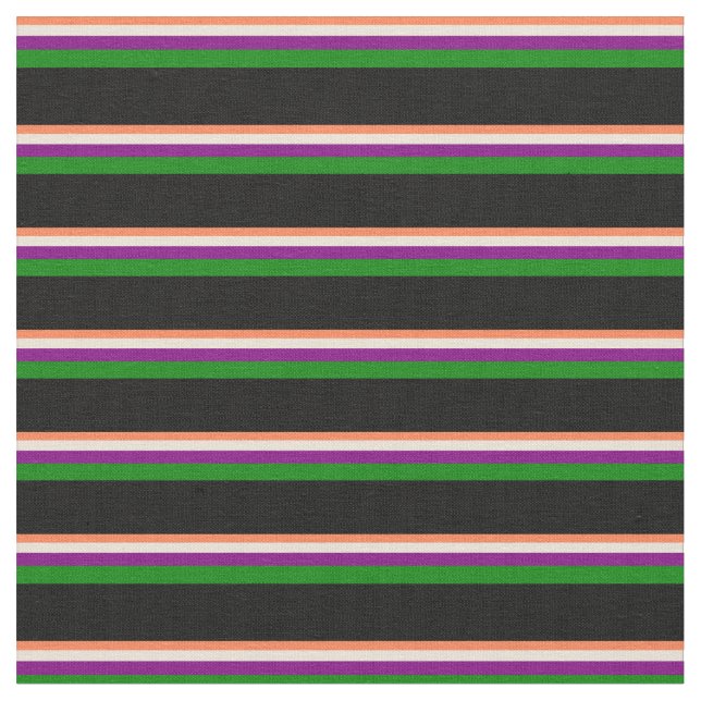 Tecido Coral, Bisque, Roxo, Verde e Preto (Detalhe)