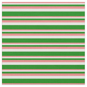 Tecido Coral claro, creme de minta e padrão verde