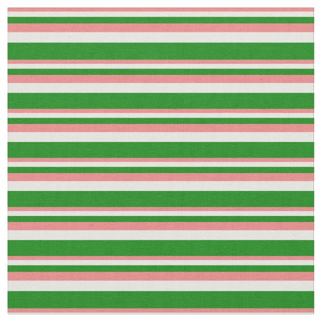 Tecido Coral claro, creme de minta e padrão verde (Detalhe)