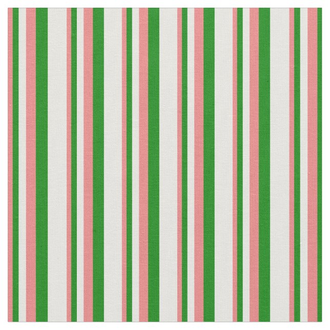 Tecido Coral Claro, Padrão Verde e Branco (Detalhe)