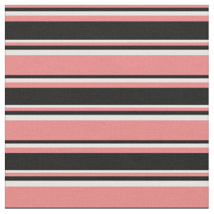 Tecido Coral claro, preto e branco
