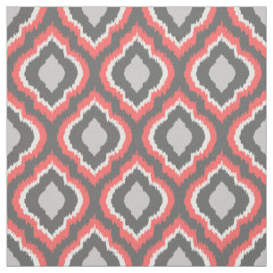 Tecido Coral e Cinza Ikat marroquino