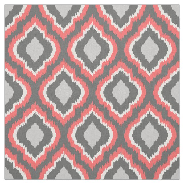 Tecido Coral e Cinza Ikat marroquino (Modelo)