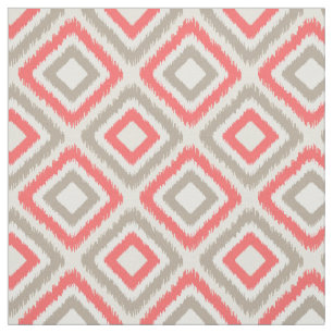 Tecido Coral e padrão Ikat moderno castanho