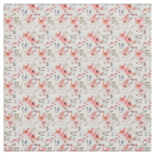 Tecido Coral Floral Suave Romântico de Coral de Aquarela