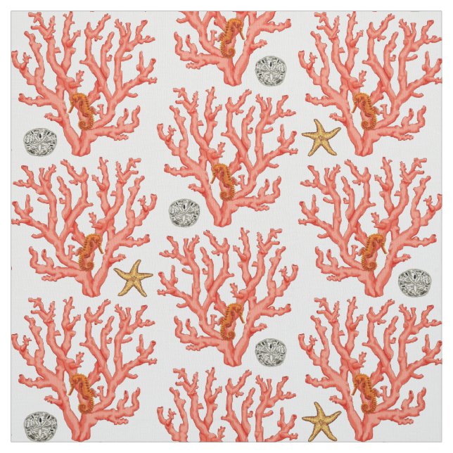 Tecido Coral marinho, dólar de areia e peixe-espada (Modelo)