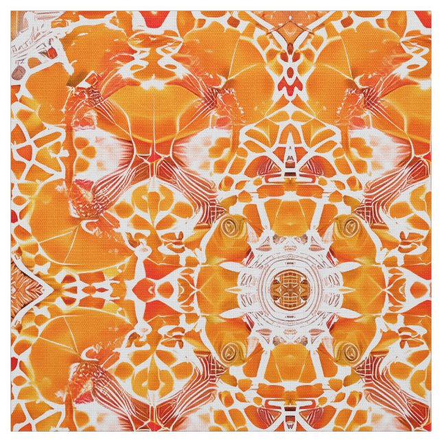 Tecido Coral Orange e Cream Batik Medallion Padrão (Modelo)
