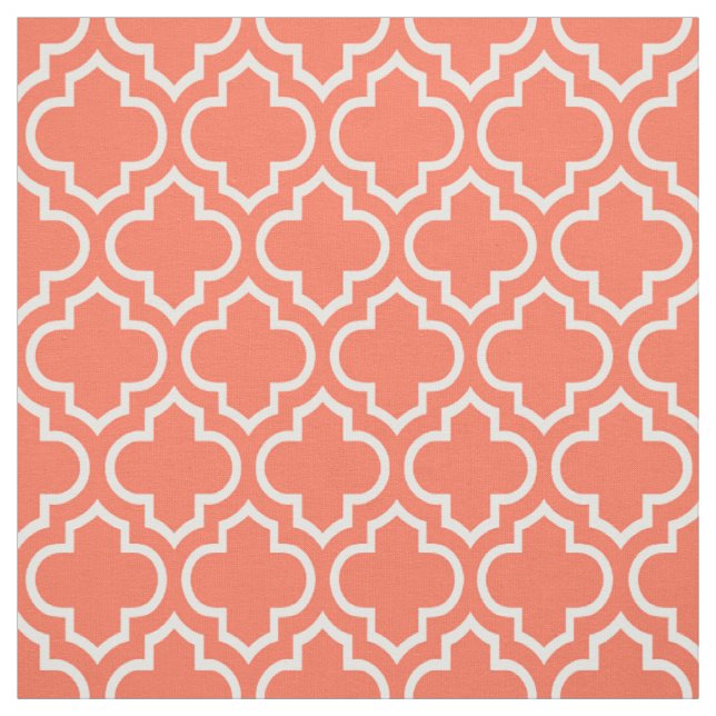 Tecido Coral, Quatrefoil Branco Marroquino #6 (Modelo)
