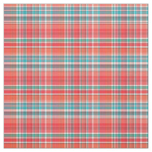 Tecido Coral, Teal, Estilo De Disquete Branco Madras Xadr