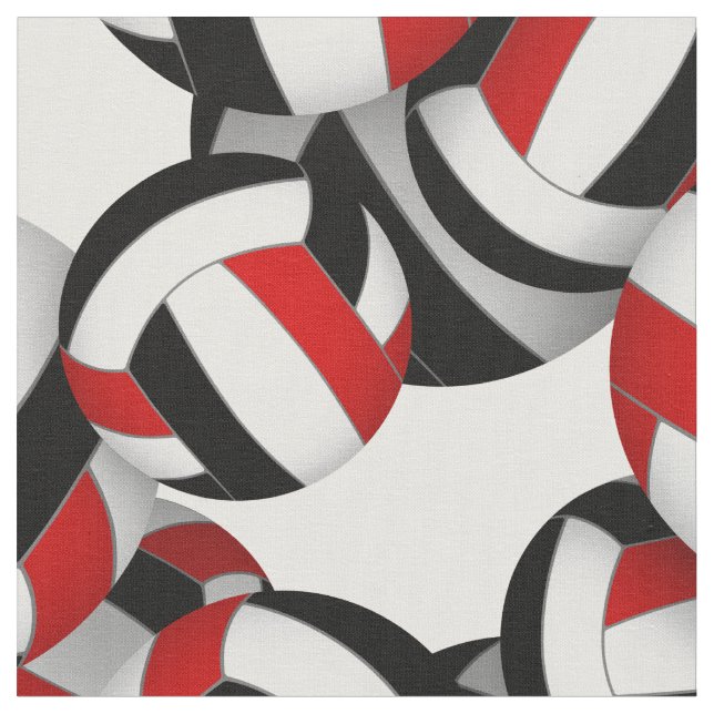Tecido cores de time vermelho preto volleyballs padrão es (Detalhe)