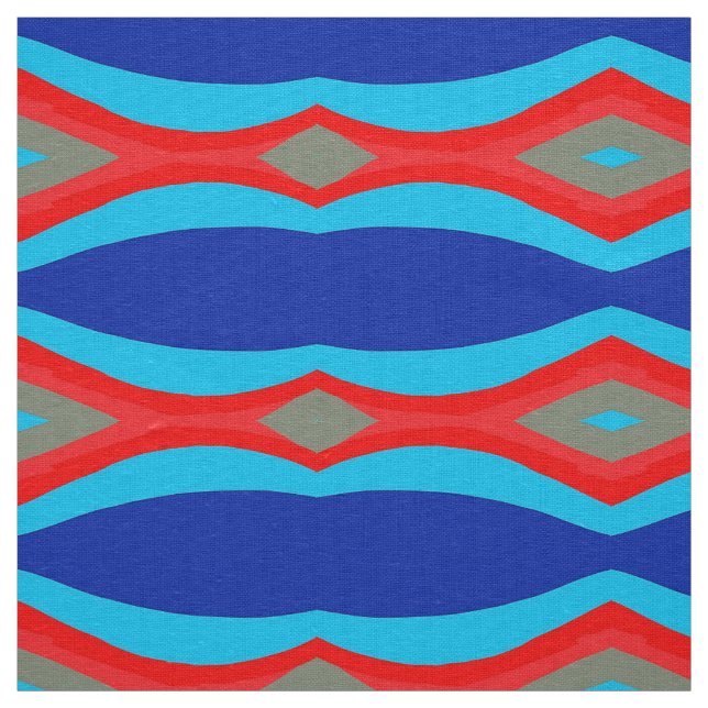 Tecido cores ondas cinza vermelha azul (Modelo)