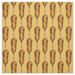 Tecido Corn Dog Corndog Hot Dogs em um Stick com Mostarda