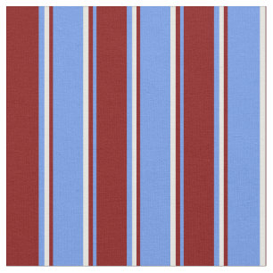 Tecido Cornflower Blue, Maroon e White Lines
