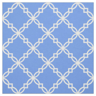 Tecido Cornflower Blue, Rico Branco Quatrefoil