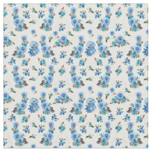 Tecido Cornflower Blues em Watercolor em Branco