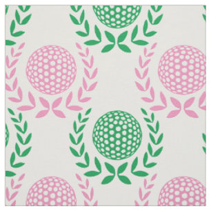 Tecido Coroa de Louro Preppy Golf - Rosa & Verde