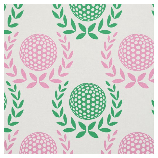 Tecido Coroa de Louro Preppy Golf - Rosa & Verde (Modelo)
