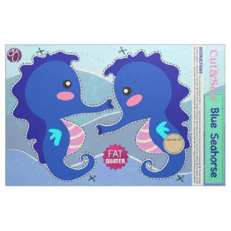 Tecido Corte e mastigue em Y: cavalo marinho azul