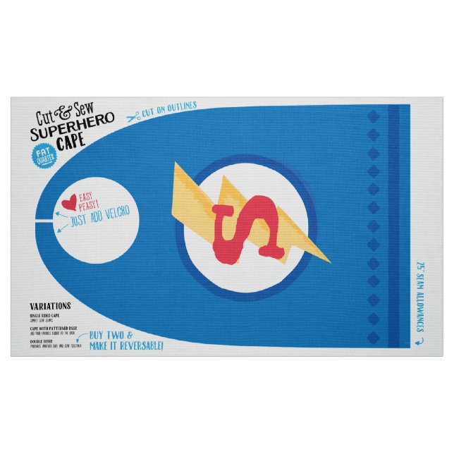 Tecido Corte & Sew o cabo do super-herói - divertimento (Fat Quarter)