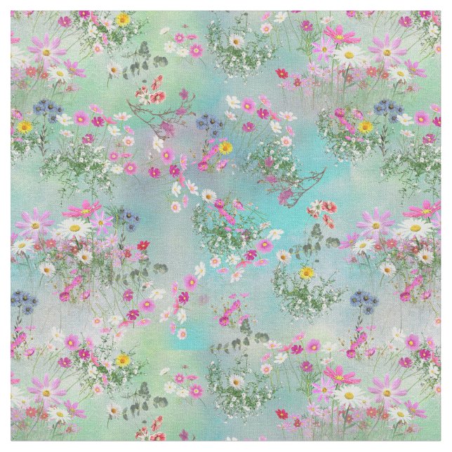 Tecido Cosmos e Flores Selvagens (Detalhe)